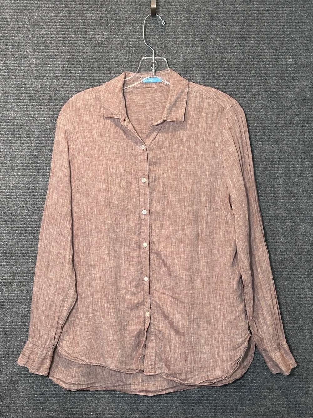 J McLaughlin Women's M 100% Linen Button Front Shirt Blouse Long Sleeve Salmon - Picture 7 of 7